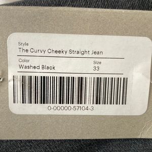 Everlane NWT Cheeky Curvy Straight Jeans, Size 33 Regular, Washed Black